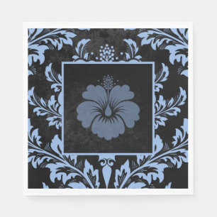 Elegant blue damask Christmas custom Paper  Napkins
