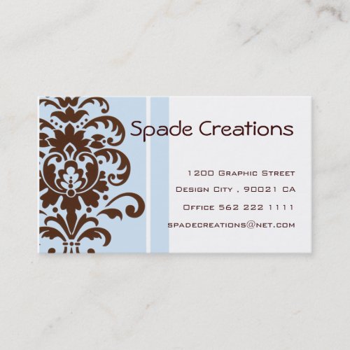 Elegant Blue Damask - Customized Business Card Template