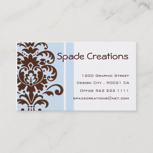 Customizable Elegant Blue Damask - Customized Business Card Template