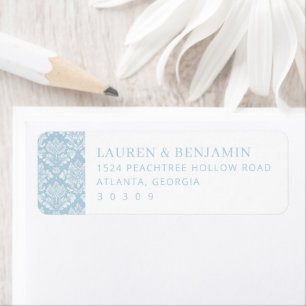Elegant Blue Damask Floral Label
