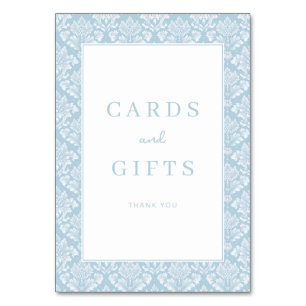 Elegant Blue Damask Gratitude Card