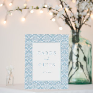 Elegant Blue Damask Gratitude Sign
