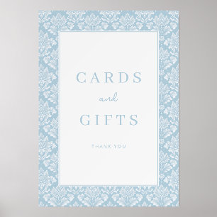 Elegant Blue Damask Gratitude Sign Holder