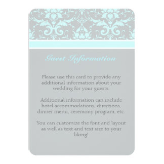 Elegant Blue Damask Guest Information Card