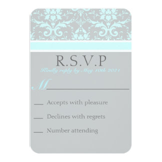 Elegant Blue Damask RSVP Card