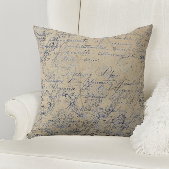 Elegant Blue Damask Throw Pillow (Creator Uploaded)