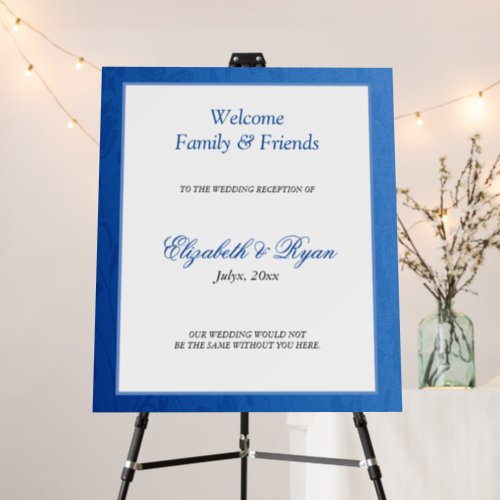 Elegant Blue Damask Wedding Welcome Foam Board