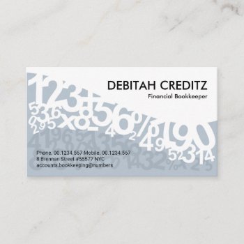 Elegant Blue Dancing Numbers Bookkeeper  Business Card by keikocreativecards at Zazzle