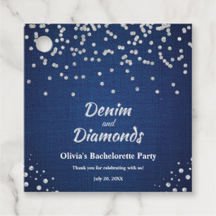 Elegant Blue Denim and Diamonds Bachelorette Party Favor Tags