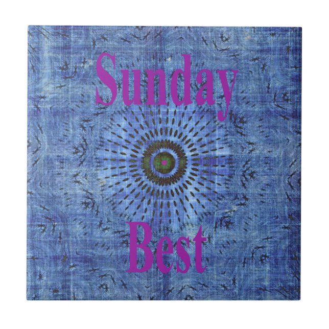 Elegant Blue denim motif vector print pattern art  Ceramic Tile (Front)