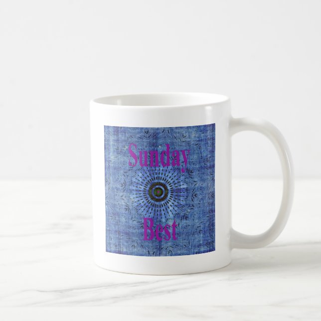 Elegant Blue denim motif vector print pattern art  Coffee Mug (Right)