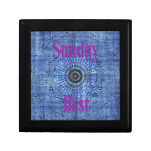 Elegant Blue denim motif vector print pattern art  Jewelry Box