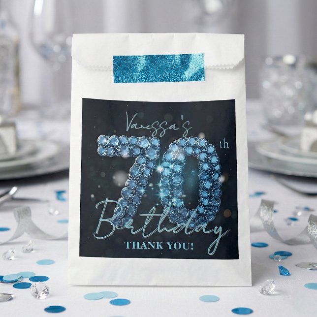 Elegant Blue Diamonds Glamour 70th Birthday Party Favor Bag (Creator Uploaded)