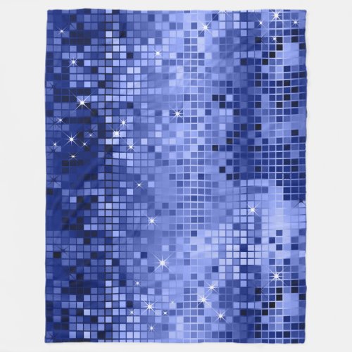 Elegant Blue Disco Glitter Retro Design Fleece Blanket