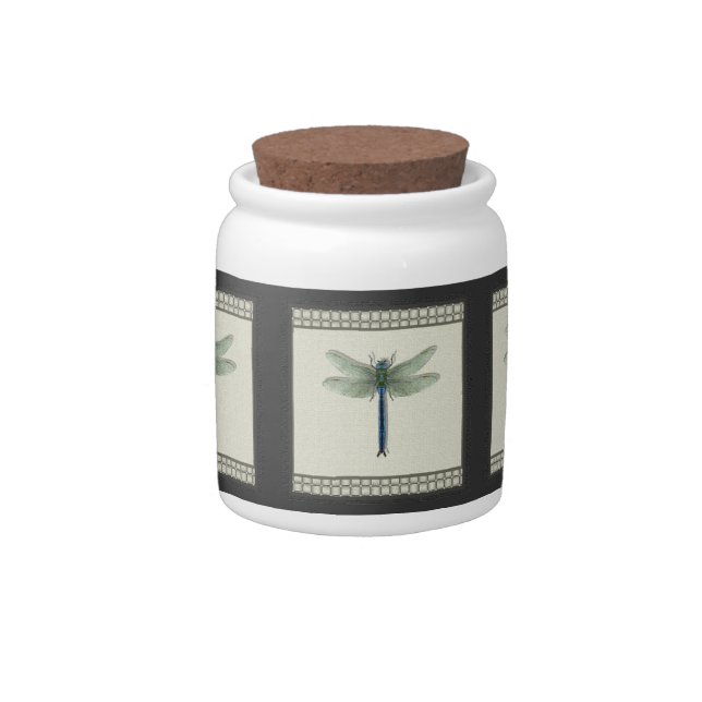 Elegant Blue Dragonfly Candy Jar (Right)