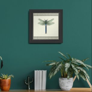 Elegant Blue Dragonfly Framed Art