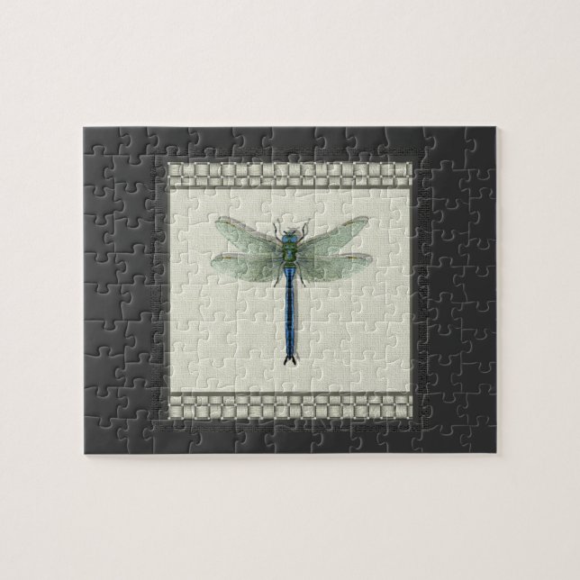 Elegant Blue Dragonfly Jigsaw Puzzle (Horizontal)