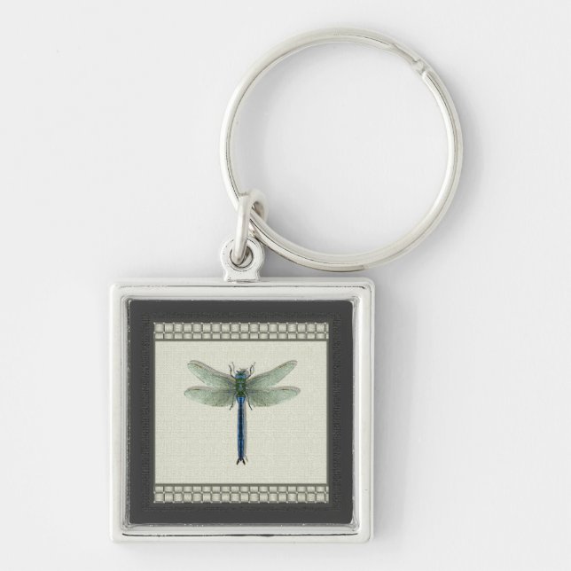 Elegant Blue Dragonfly Keychain (Front)