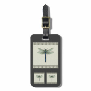 Elegant Blue Dragonfly Luggage Tag