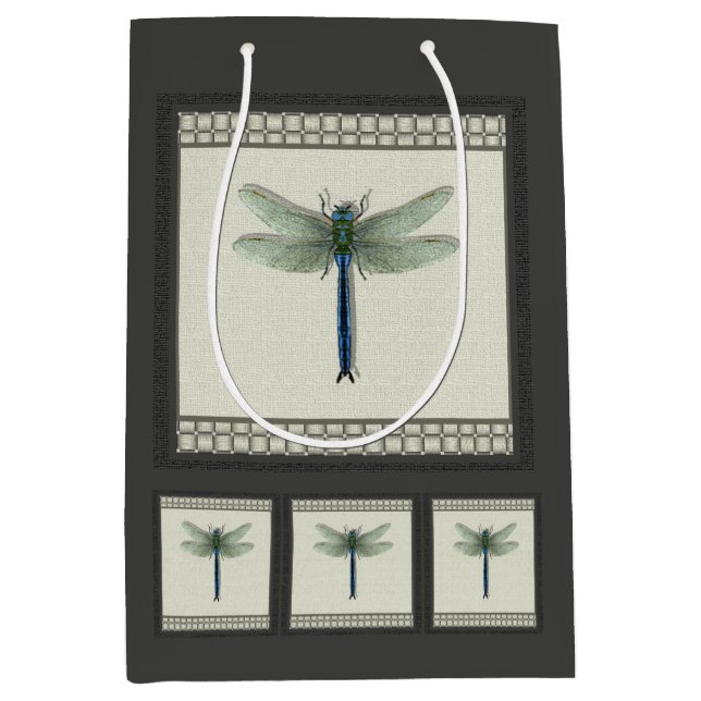 Elegant Blue Dragonfly Medium Gift Bag (Front)