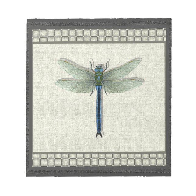 Elegant Blue Dragonfly Notepad (Front)