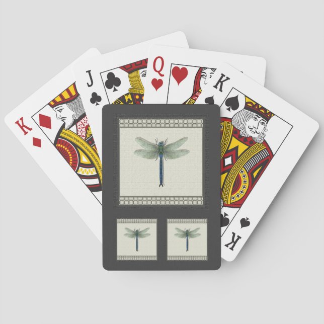 Elegant Blue Dragonfly Poker Cards (Back)