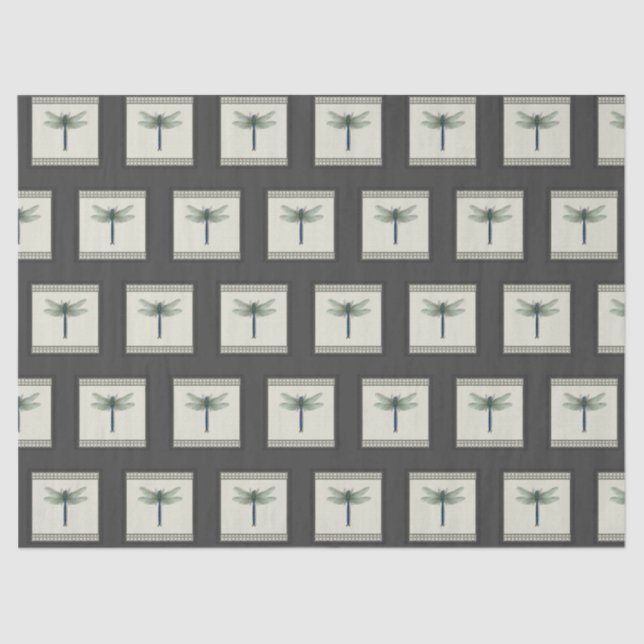 Elegant Blue Dragonfly Tissue Paper (Front)