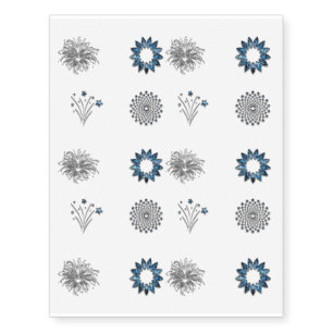 Elegant Blue Elements Design Temporary Tattoos