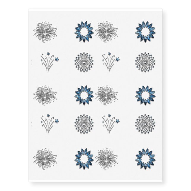 Elegant Blue Elements Design Temporary Tattoos (Front)