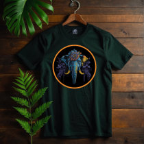 Elegant Blue Elephant Design- Flower Crown T-Shirt