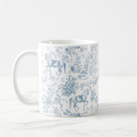 Elegant Blue Equestrian Floral Toile 