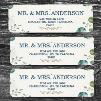 Elegant Blue Eucalyptus Address Label