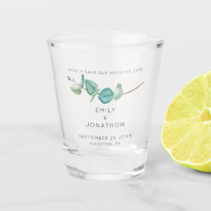 Elegant Blue Eucalyptus Keepsake Save The Date Sho Shot Glass