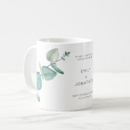 Elegant Blue Eucalyptus Leaves Save The Date Coffe Coffee Mug