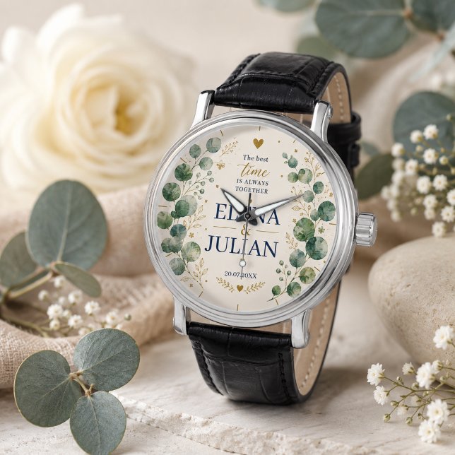 Elegant Blue Eucalyptus Wedding Watch (Creator Uploaded)
