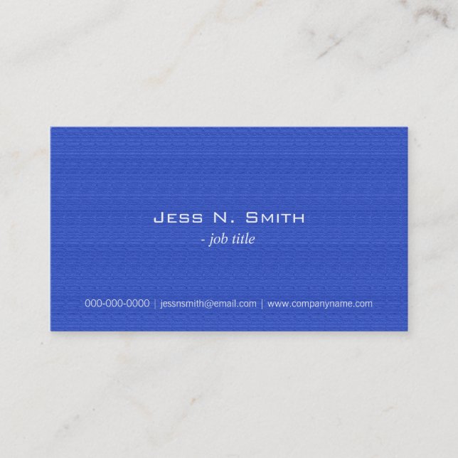Elegant blue fabric texture simple business cards. card (Front)