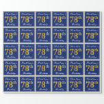 [ Thumbnail: Elegant, Blue, Faux Gold 78th Birthday + Name Wrapping Paper ]