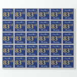 [ Thumbnail: Elegant, Blue, Faux Gold 83rd Birthday + Name Wrapping Paper ]