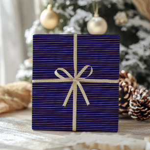 Elegant Blue & Faux Gold Foil Pattern Christmas Wrapping Paper