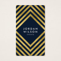 Elegant Blue Faux Gold Geometric Social Media Business Card
