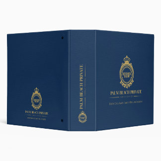 Elegant Blue Faux Leather Custom Logo 3 Ring Binder