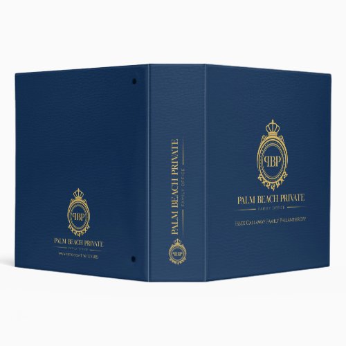 Elegant Blue Faux Leather Custom Logo 3 Ring Binder