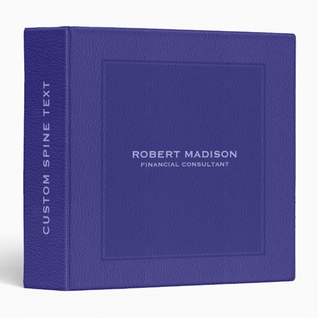 Elegant Blue Faux Leather Print 3 Ring Binder (Front/Spine)