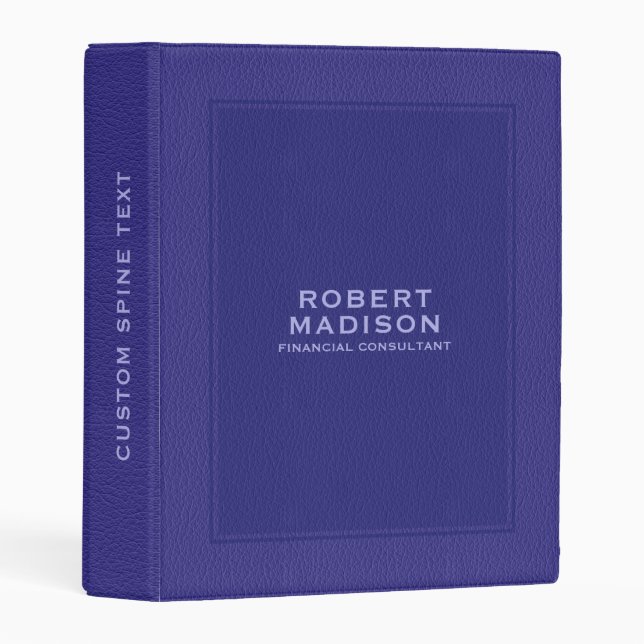 Elegant Blue Faux Leather Print Mini Binder (Front/Spine)