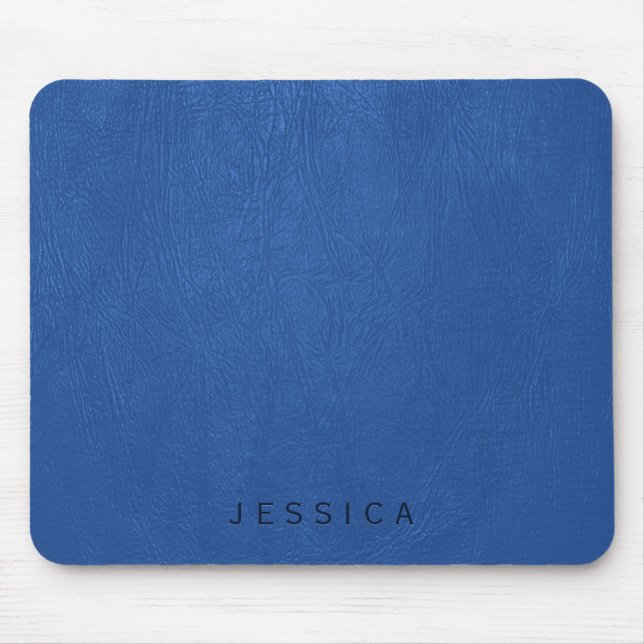 Elegant Blue Faux Leather Texture Print Mouse Pad (Front)