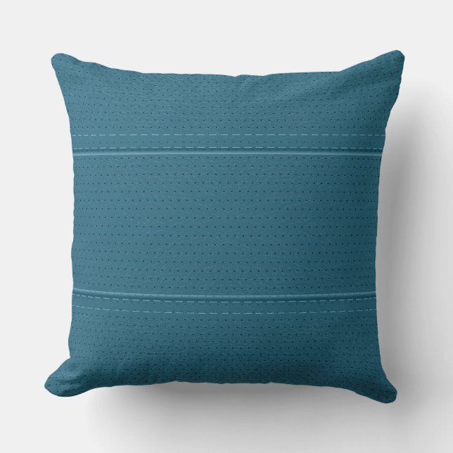 Elegant Blue Faux Leather Texture Throw Pillow (Front)