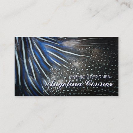 Elegant Blue Feather Fashion Designer Card