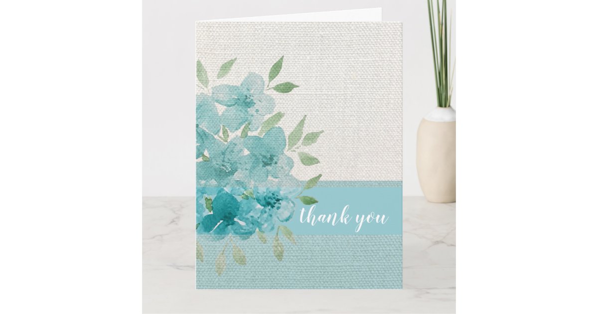 Elegant Blue Field Flowers Watercolor Thank You Card | Zazzle