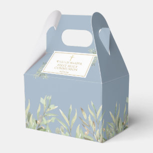 Elegant Blue First Holy Communion Greenery Favor B Boxes