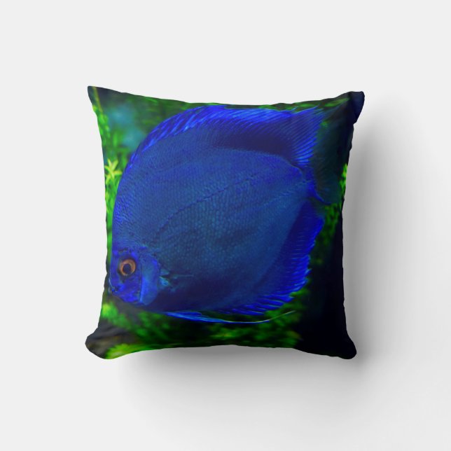 Elegant Blue Fish Throw Pillod Pillow (Front)